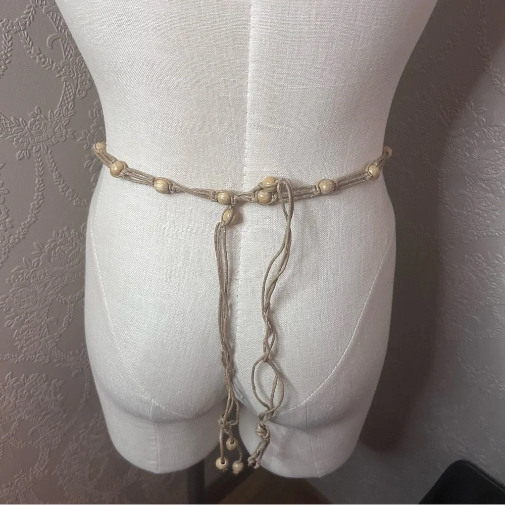 Vintage bead and twine belt approx 56” long